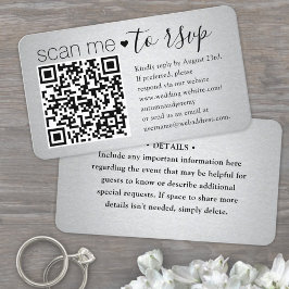 Tarjeta De Visita Paquete 100 Escaneo QR RSVP Gabinete Faux Silver