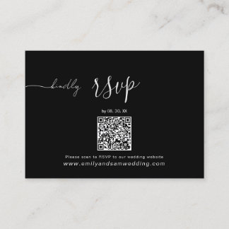 Tarjeta De Visita Paquete RSVP de boda | Código QR negro Minimalista