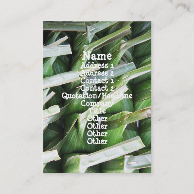 Tarjeta De Visita Paquetes de hojas de plátano envueltos (Anverso)