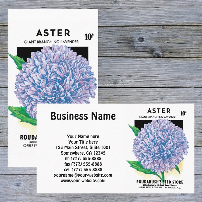 Tarjeta De Visita Paquetes de semillas de época, flores de astro mor (Subido por el creador)