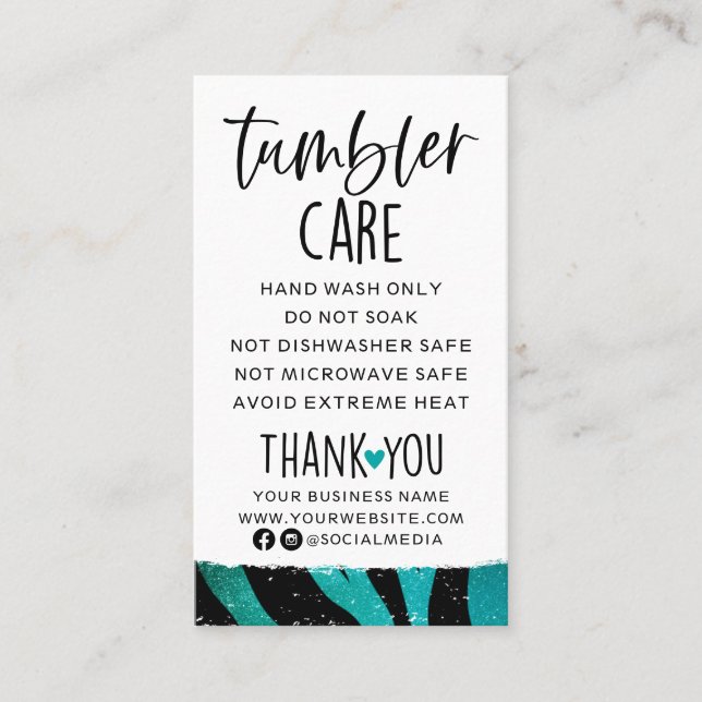 Tarjeta de visita para atención de tumbler verde a (Anverso)
