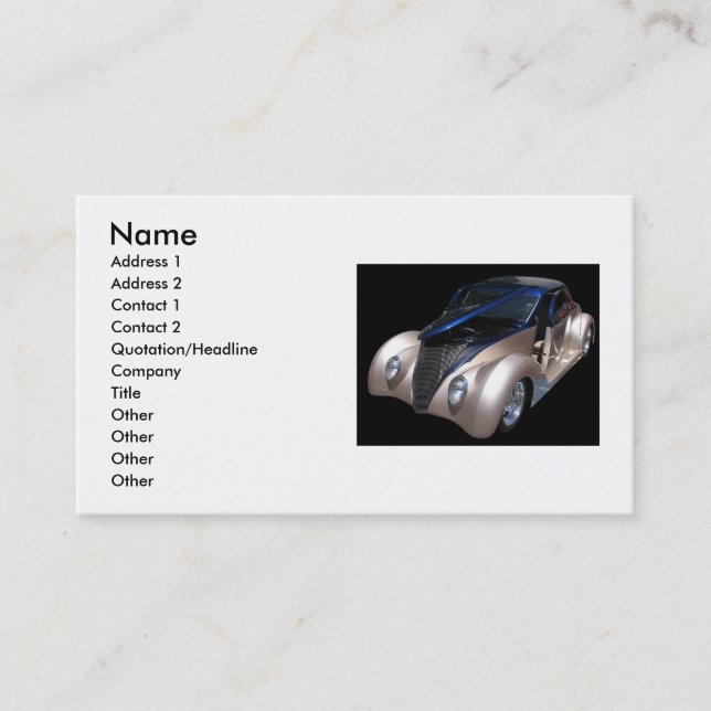 Tarjeta de visita para automóvil clásica (Anverso)
