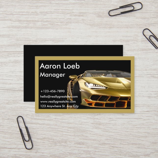 Tarjeta de visita para automóviles de color negro  (Anverso/Reverso In Situ)
