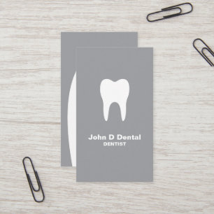 Tarjeta de visita para dentista dental gris y blan
