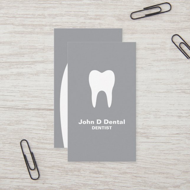 Tarjeta de visita para dentista dental gris y blan (Anverso/Reverso In Situ)