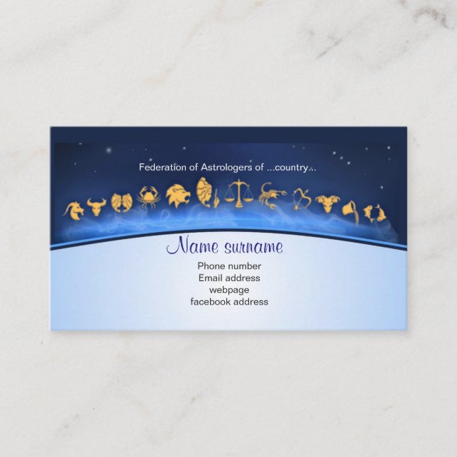 Tarjeta de visita para el astrólogo (Anverso)