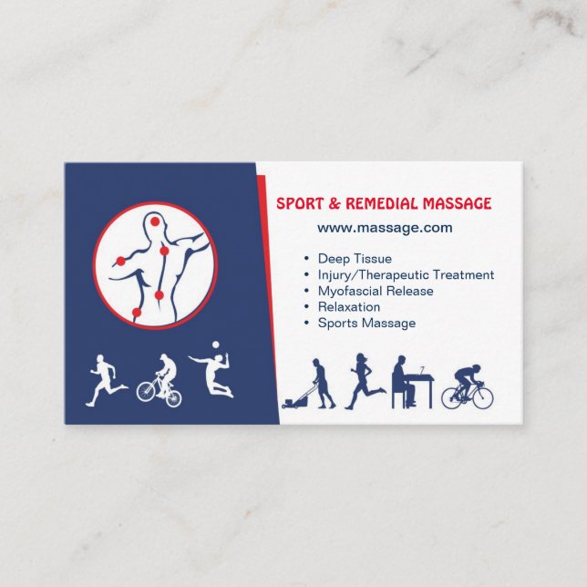 tarjeta de visita para el DEPORTE y el MASAJE (Anverso)