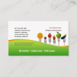 Tarjeta de visita para el dietético y el