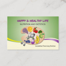 tarjeta de visita para el dietético y la nutrición