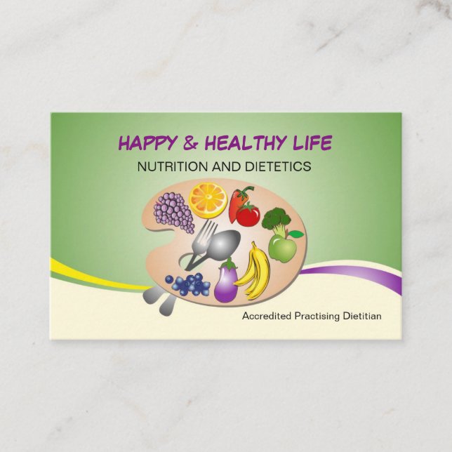 tarjeta de visita para el dietético y la nutrición (Anverso)