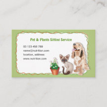 tarjeta de visita para el mascota y las plantas
