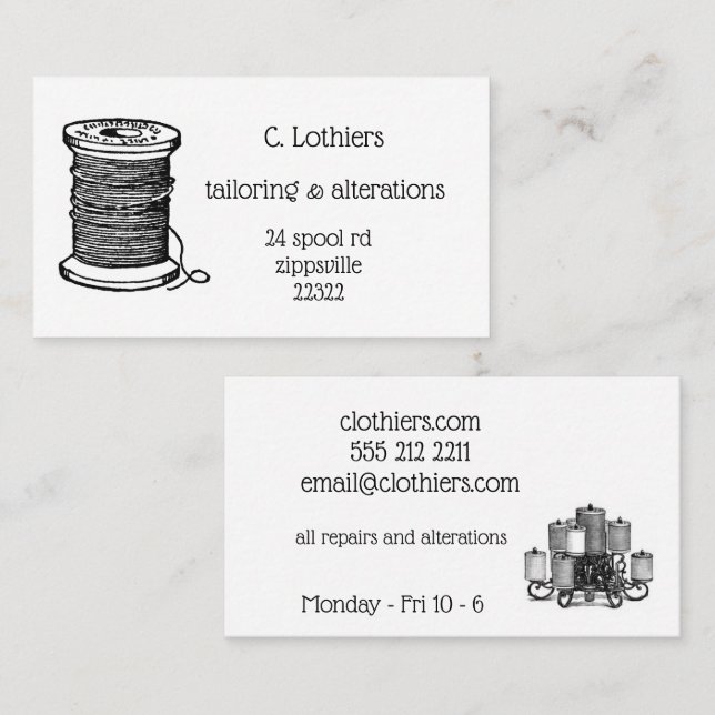 tarjeta de visita para el negocio de costura (Anverso / Reverso)