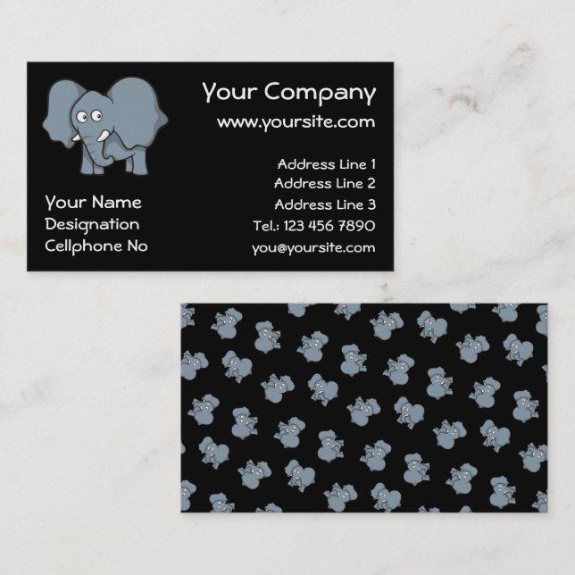 Tarjeta de visita para el personalizado de elefant (Anverso / Reverso)