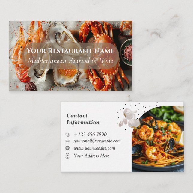 Tarjeta de visita para el restaurante Seafood insp (Anverso / Reverso)