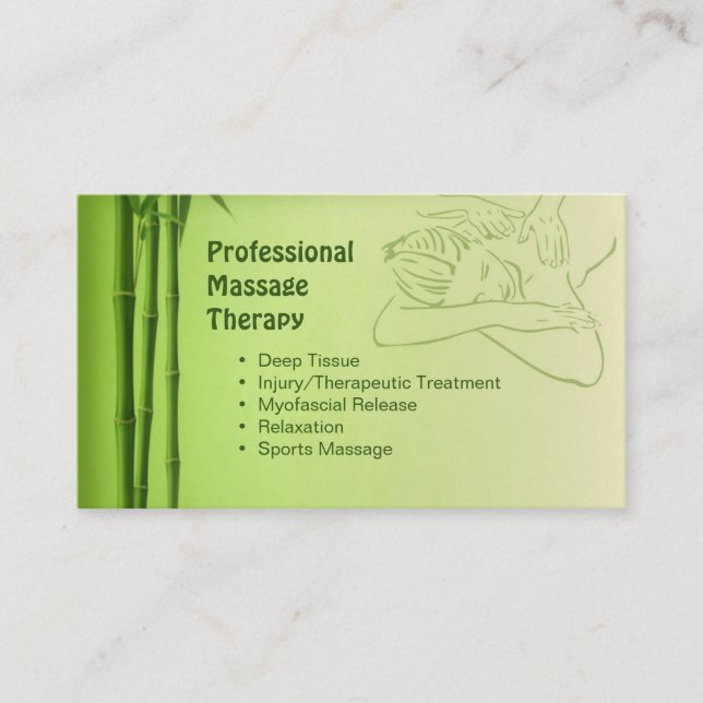 Tarjeta de visita para el terapeuta de masaje (Anverso)