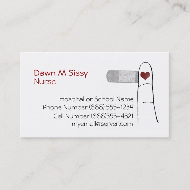 Tarjeta de visita para enfermera o Médico (Anverso)