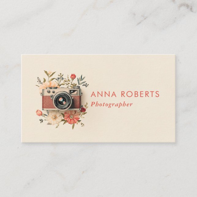 Tarjeta de visita para fotógrafo Boda de cámara (Anverso)