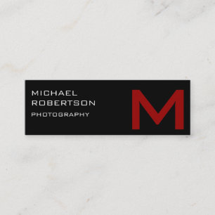Tarjeta de visita para fotógrafo de monograma rojo
