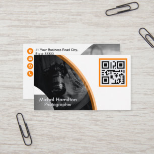 Tarjeta de visita para fotógrafo Naranja moderno