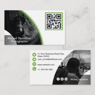 Tarjeta de visita para fotógrafo verde moderno