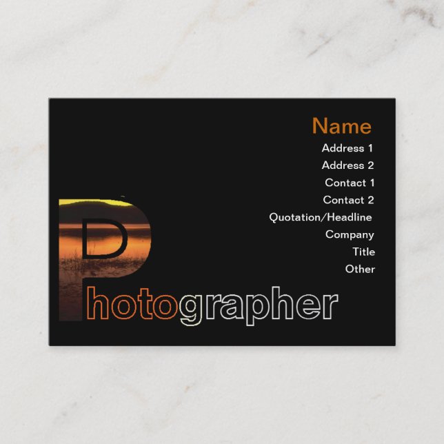 Tarjeta de visita para fotógrafos (Anverso)