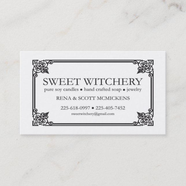 Tarjeta De Visita Para la brujería dulce (Anverso)