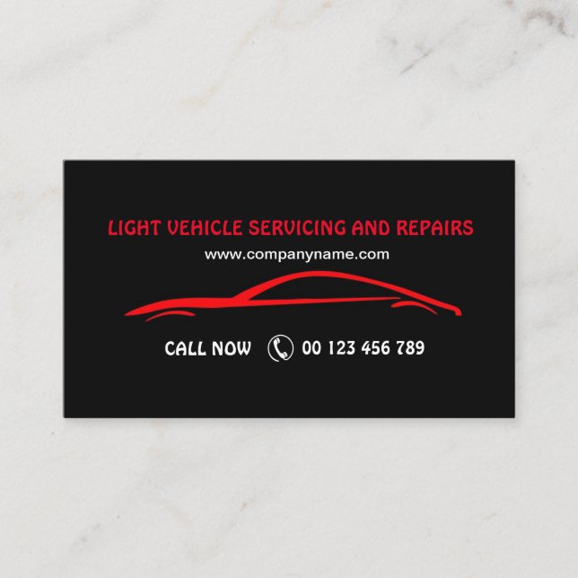 Tarjeta de visita para los servicios autos (Anverso)