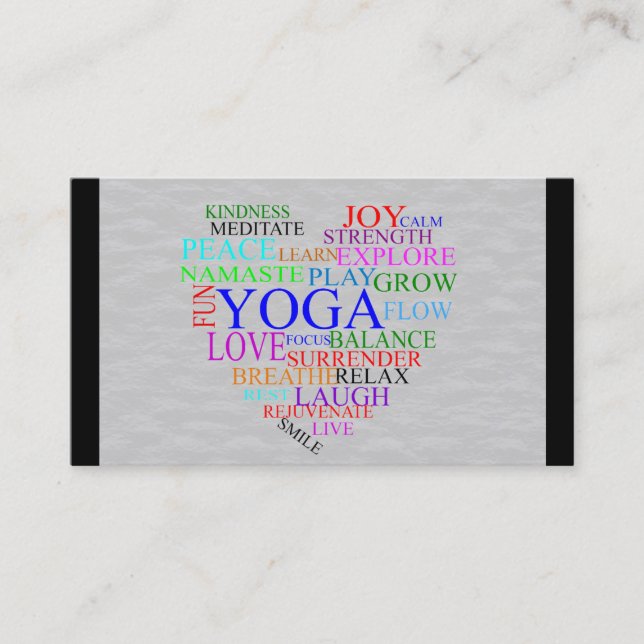 Tarjeta de visita para maestro de yoga Heart Yoga (Anverso)