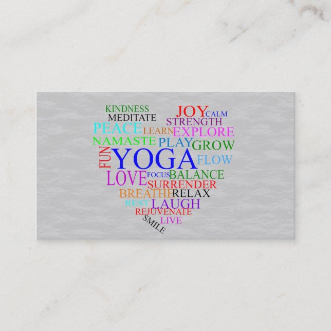 Tarjeta de visita para maestro de yoga Heart Yoga (Anverso)