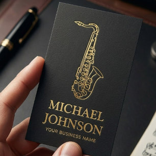 Tarjeta de visita para músico de lujo Saxofón dora