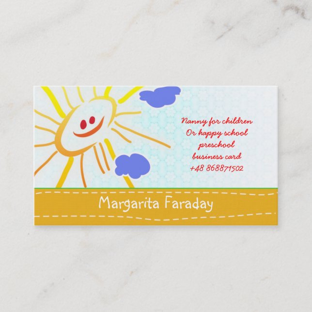 tarjeta de visita para niños (Anverso)