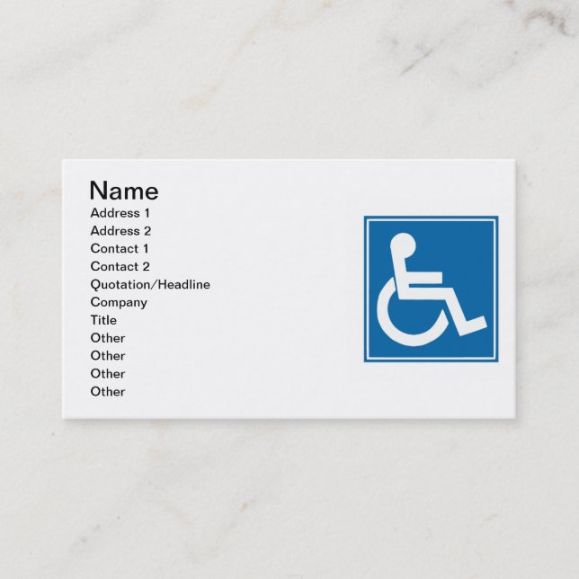 Tarjeta de visita para Rótulo de Handicap (Anverso)