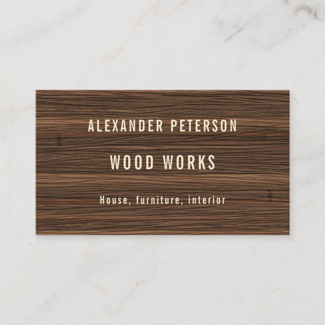 Tarjeta de visita para un trabajador con madera. (Anverso)
