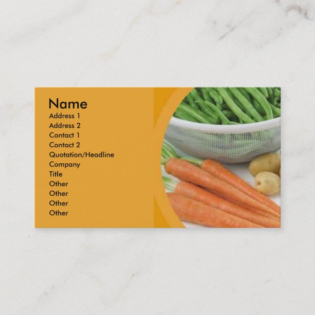 Tarjeta de visita para vegetales (Anverso)