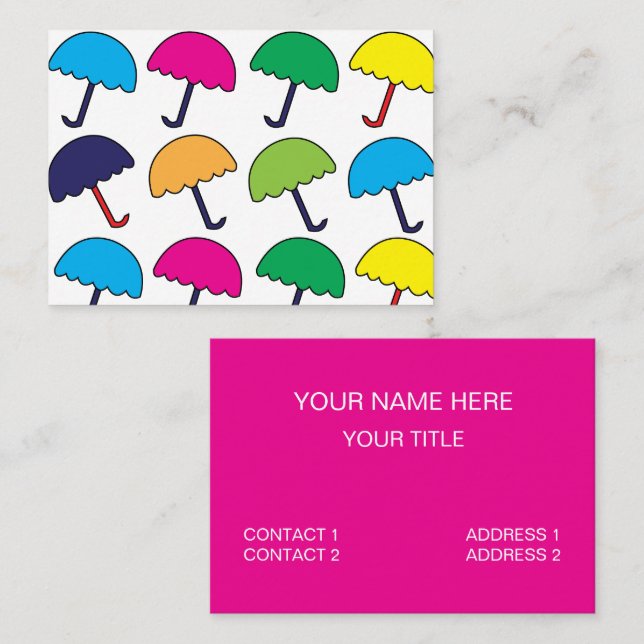 Tarjeta De Visita Paraguas Colorido Paraguas (Anverso / Reverso)
