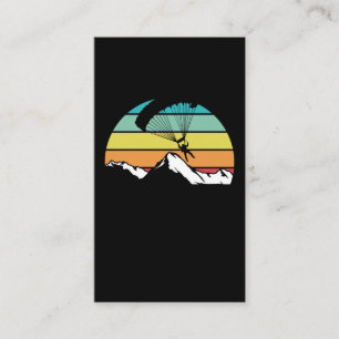 Tarjeta De Visita Parapente de las Montañas Retro de Paracaídas