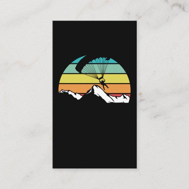 Tarjeta De Visita Parapente de las Montañas Retro de Paracaídas (Anverso)