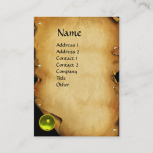 TARJETA DE VISITA PARCHE ANTIGUO MARRÓN, PIEDRA GEM, MONOGRAMA
