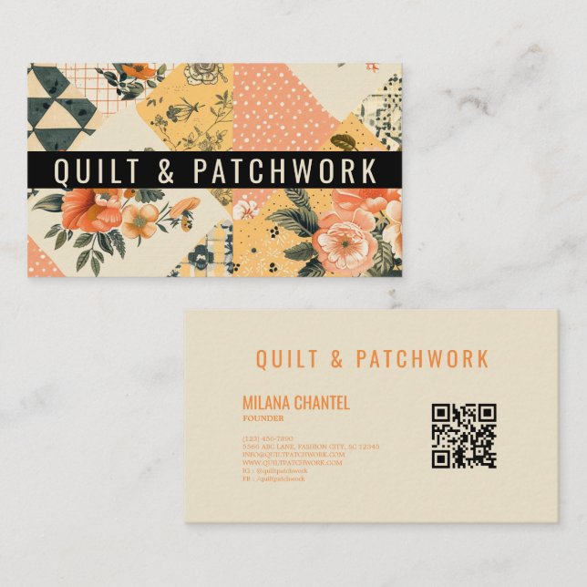 Tarjeta De Visita Parche de Colcha de Melocotón Amarillo Ropa Hecha  (Anverso / Reverso)
