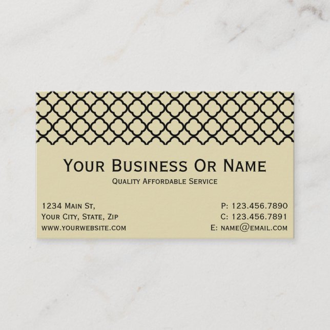 Tarjeta De Visita Parche de época con cuatrefoil negro clásico (Anverso)