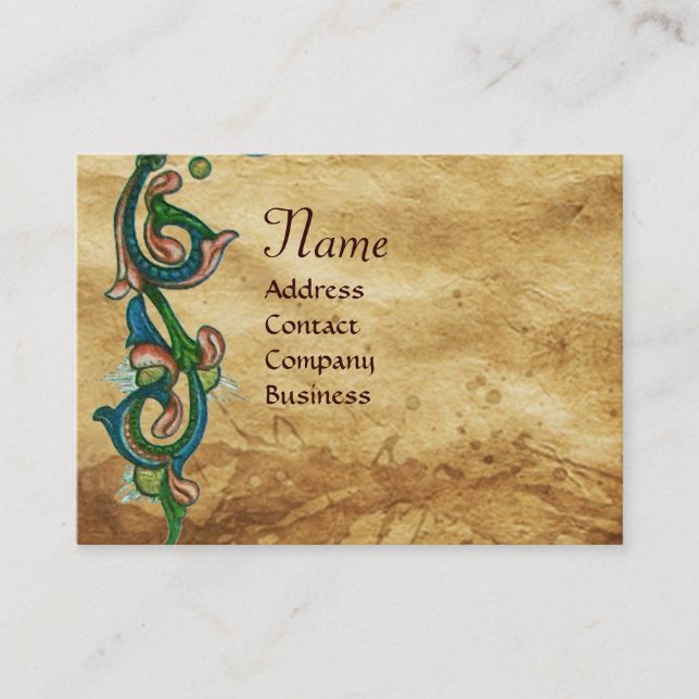 TARJETA DE VISITA PARCHE DE FLORENTINA ANTIGUO MONOGRAMA DE SELLO DE (Anverso)