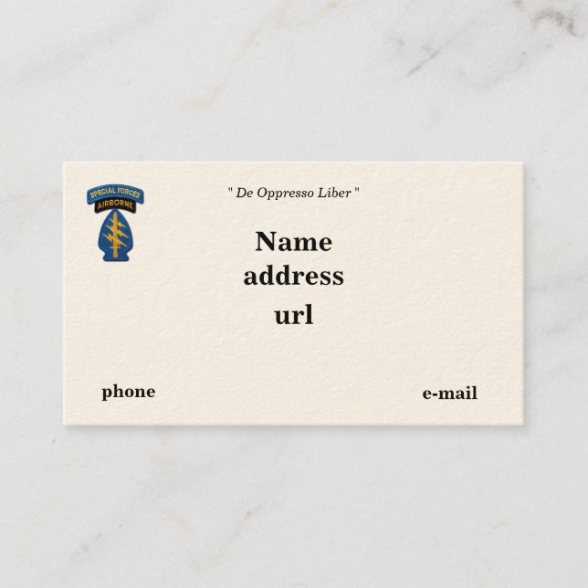 Tarjeta De Visita Parche de los vectores SOF de las Fuerzas Especial (Anverso)