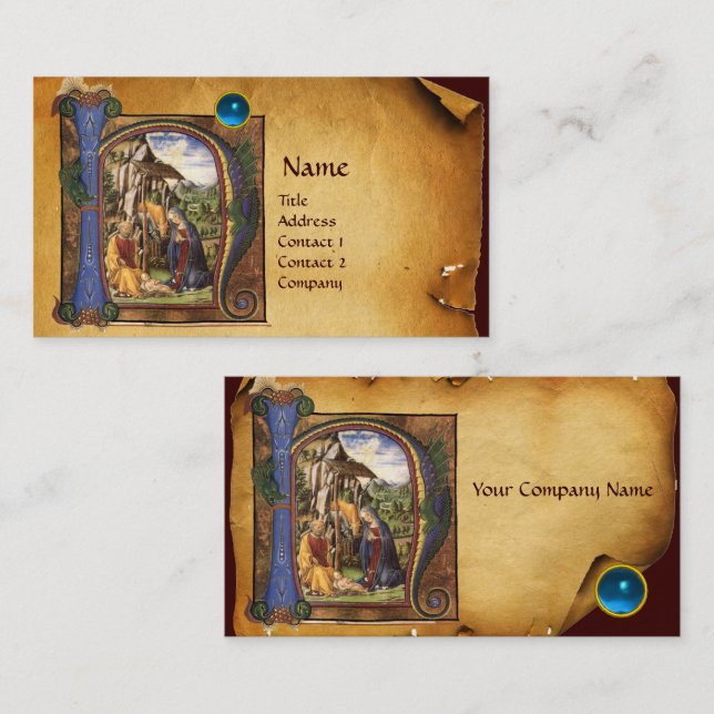 Tarjeta De Visita PARCHE NATIVO Luminoso Monograma de zafiro azul (Anverso / Reverso)