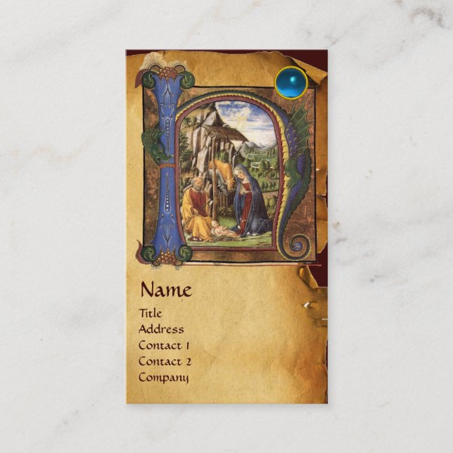 Tarjeta De Visita PARCHE NATIVO Monograma de zafiro azul (Anverso)