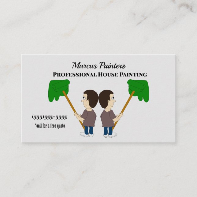 Tarjeta De Visita Pared de pintura masculina Pintador profesional de (Anverso)