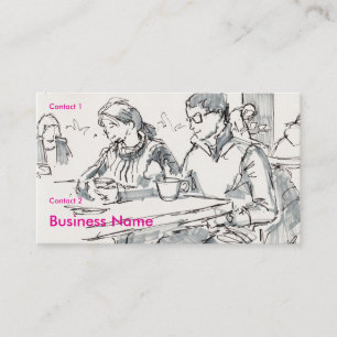 Tarjeta De Visita Pareja en dibujo de café