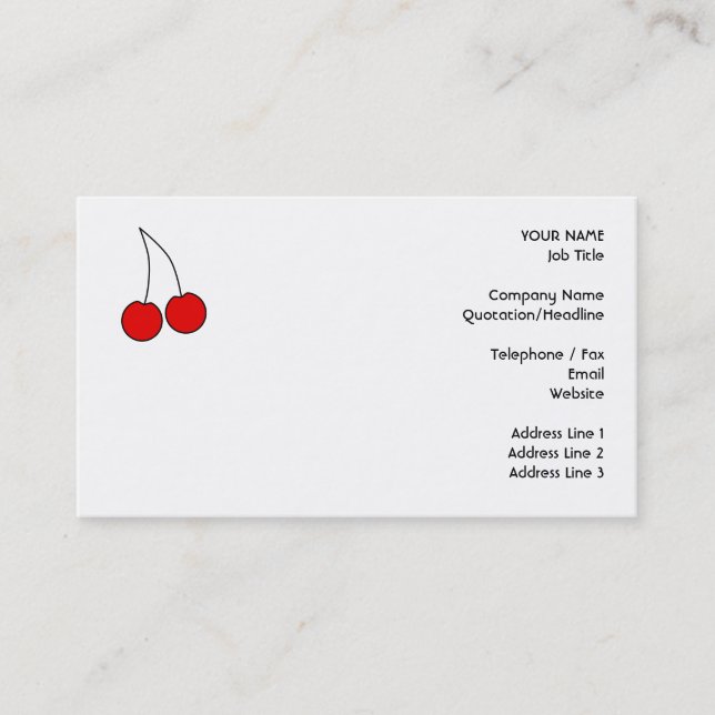 Tarjeta De Visita Pares de cerezas. Negro, rojo y blanco (Anverso)