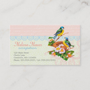 Tarjeta De Visita Pares y jerarquía lindos del pájaro del vintage 