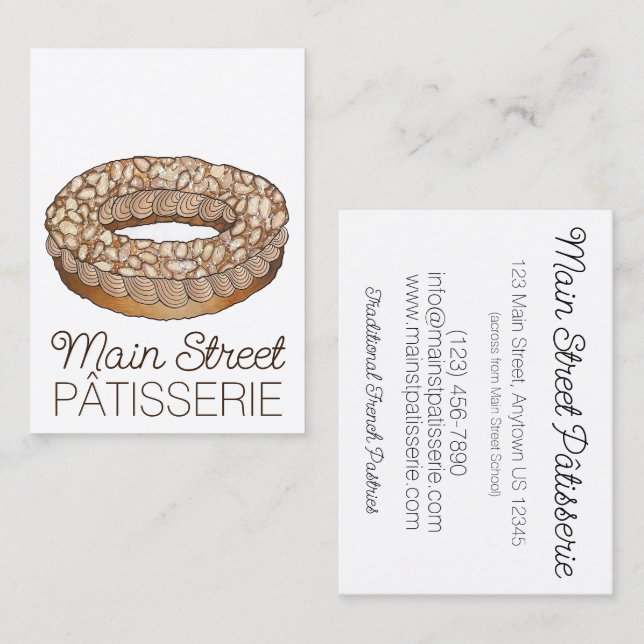 Tarjeta De Visita Paris Brest Pastry Patisserie Francesa Panadería C (Anverso / Reverso)