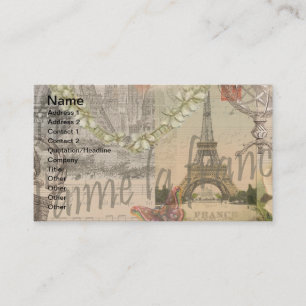 Tarjeta De Visita París Francia Chica Bonita Suave Torre Eiffel
